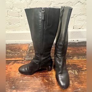 Ecco tall black leather heeled boots women’s size eu 38 or us 8/8.5